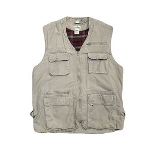 Vintage LL Bean Vest Mens L Tall Safari Hunting Fishing Utility Canvas Full Zip